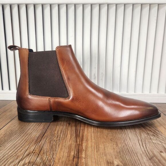 Jump New York Marcelo Chelsea Boots Mens Size 7 M Tan Leather Ankle Dress Preppy - Picture 6 of 12